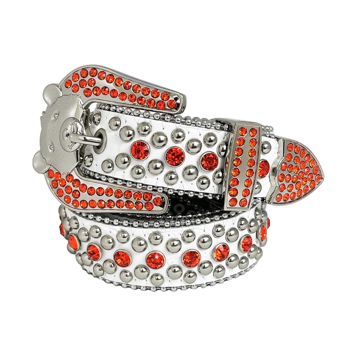 EL Rhinestone Belt White/Orange