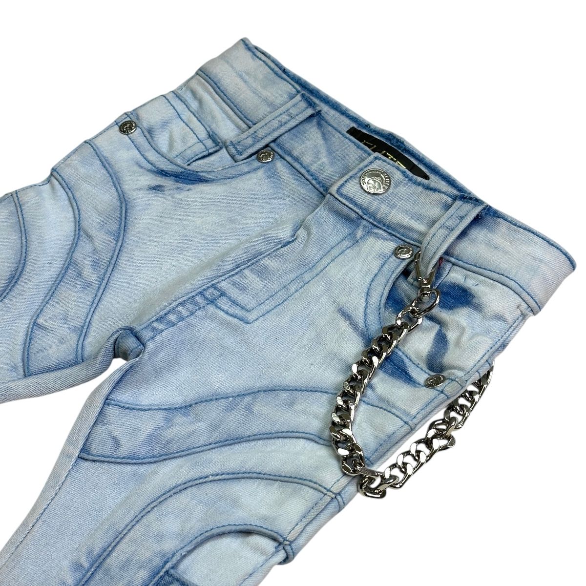 Infant Cuban Link Blue Wave Stacked Jeans