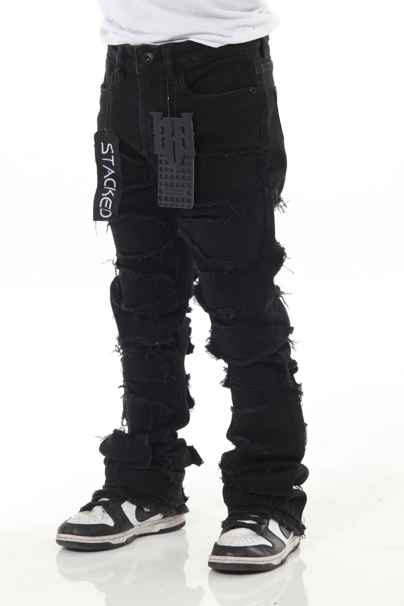 Maze Pattern Stacked Jeans