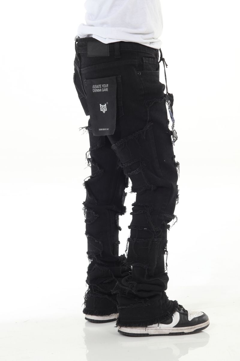 Maze Pattern Stacked Jeans