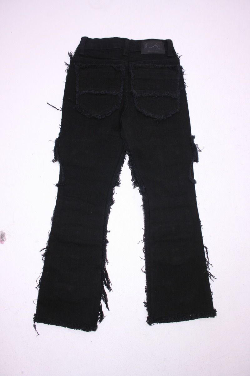 Frayed Pocket Stacked Jeans