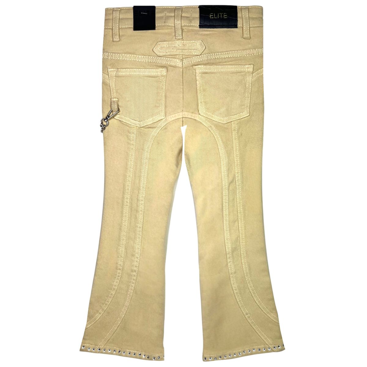 Cream Stone Chain Stacked Jeans