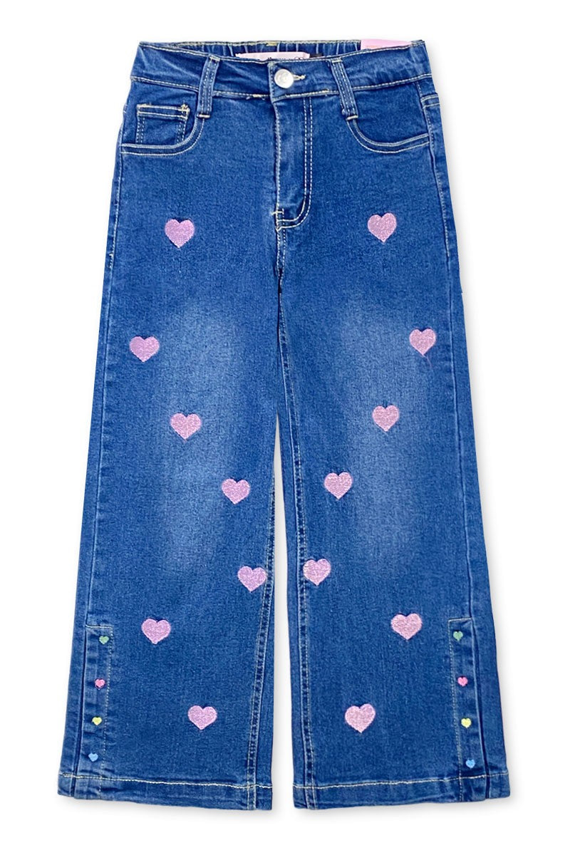 Embroidered Hearts Jeans