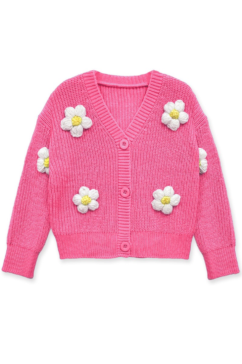 Cardigan Sweater w/Flower