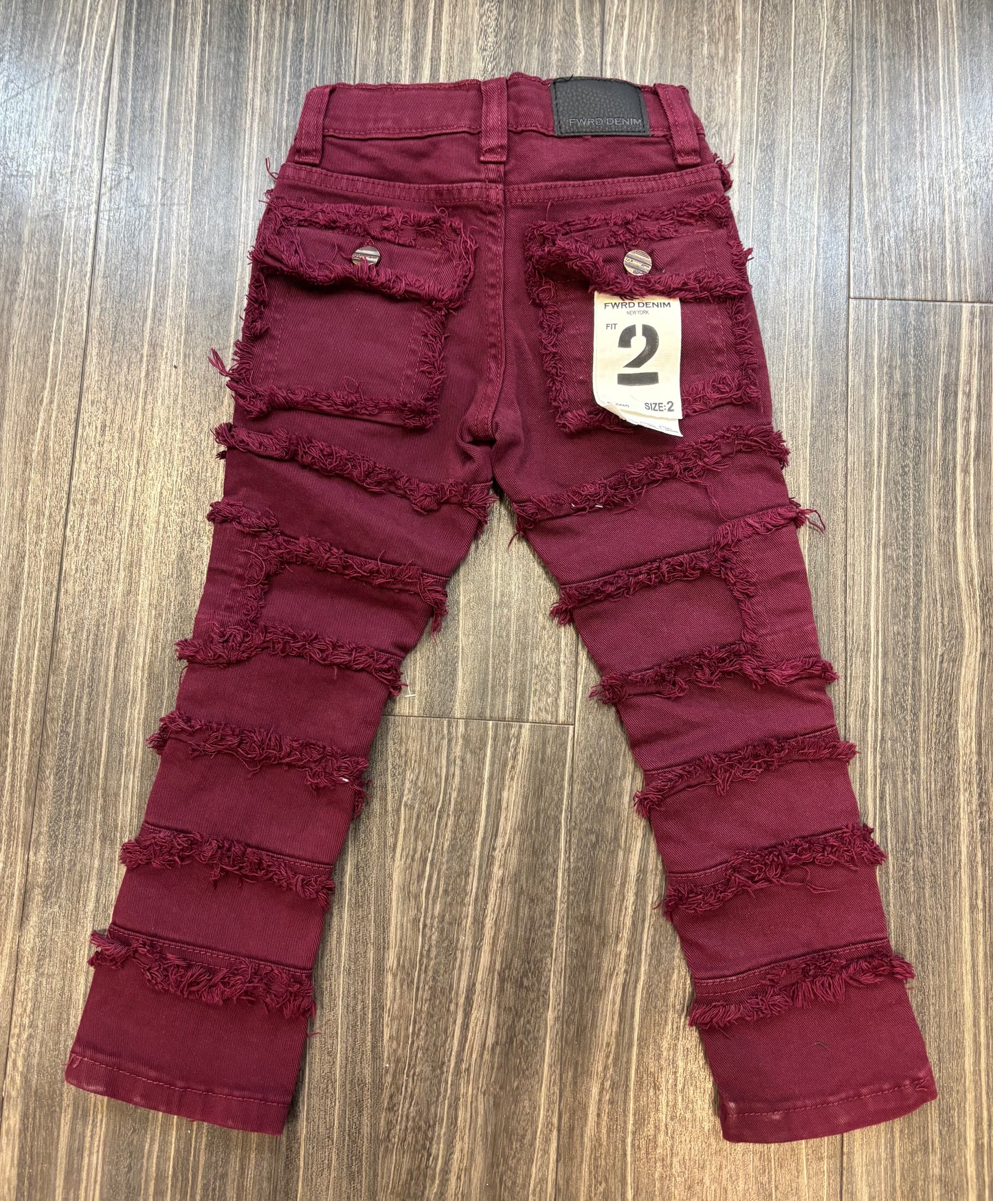 Burgundy Cargo Stacked Jeans