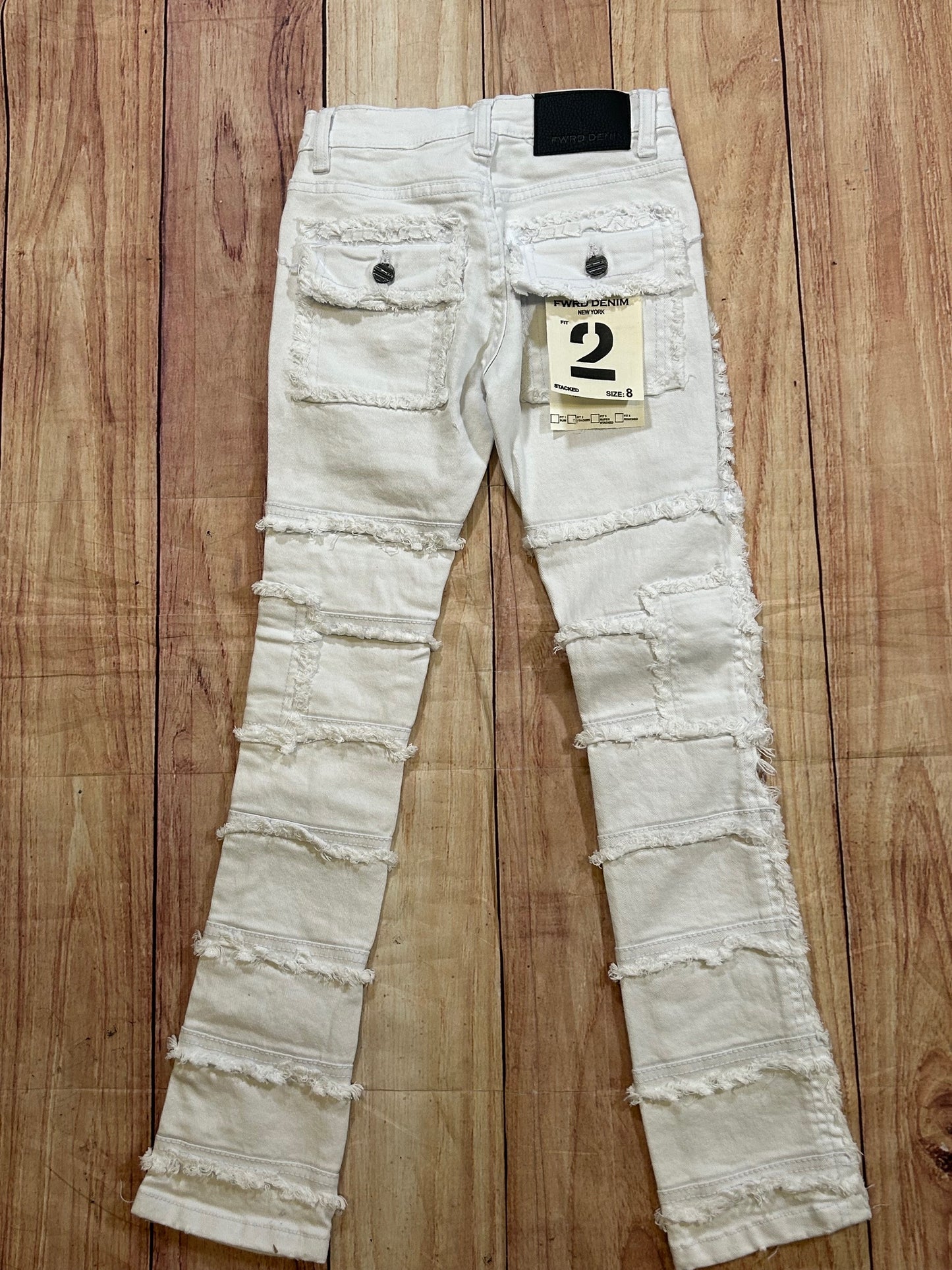 White Cargo Stacked Jeans