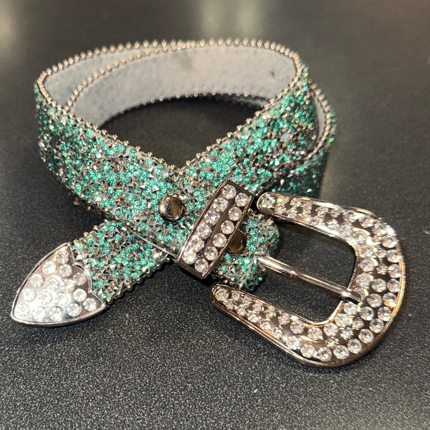 Rhinestone Belt Green