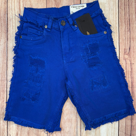Side Fray Twill Jean Shorts