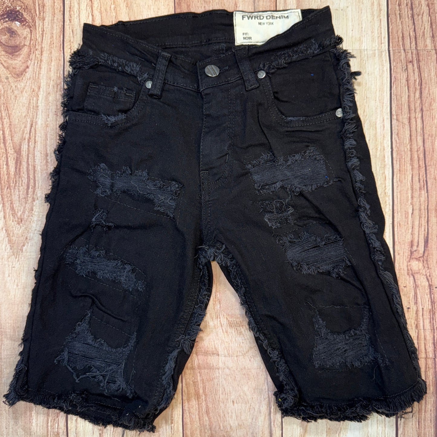 Side Fray Twill Jean Shorts