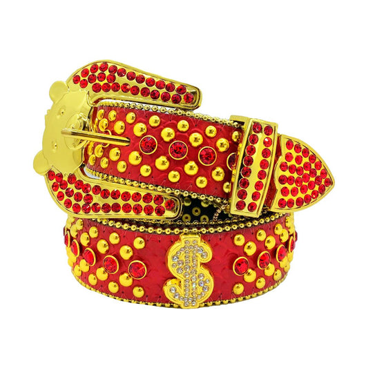 EL Rhinestone Belt Red/Gold
