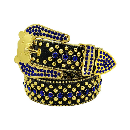 EL Rhinestone Belt Blk/Blue/Gold