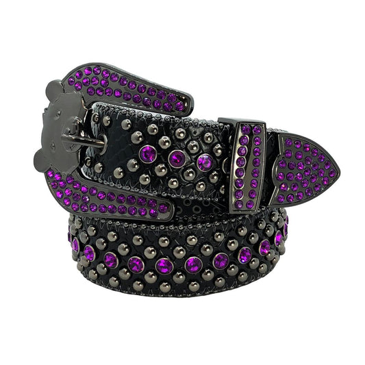 EL Rhinestone Belt Black/Purple