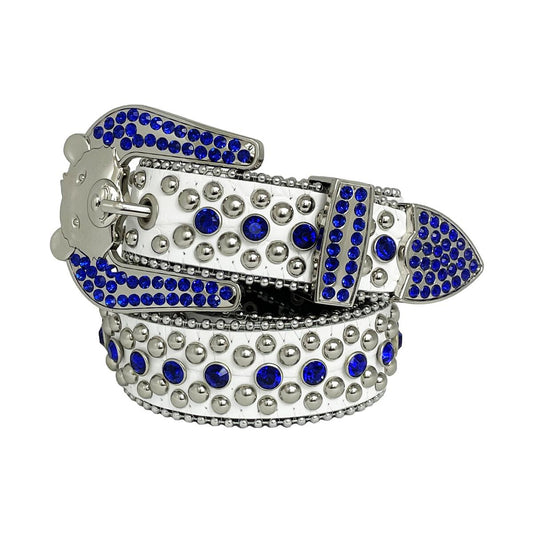EL Rhinestone Belt White/Blue