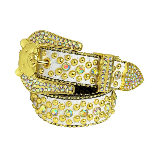 EL Rhinestone Belt White/Gold