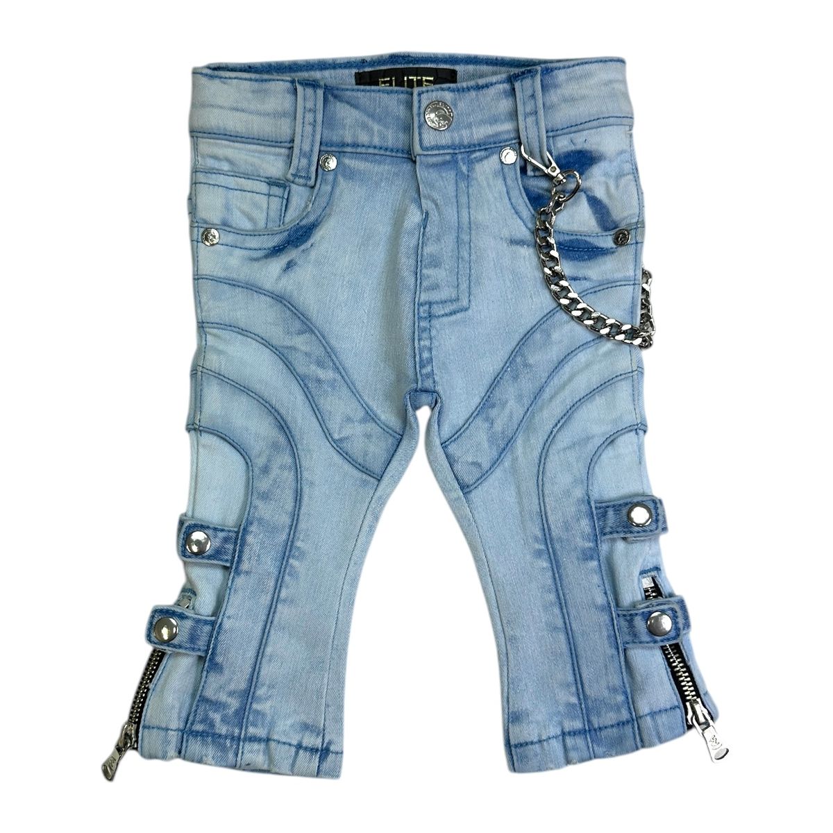 Infant Cuban Link Blue Wave Stacked Jeans