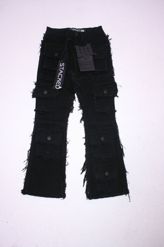 Frayed Pocket Stacked Jeans