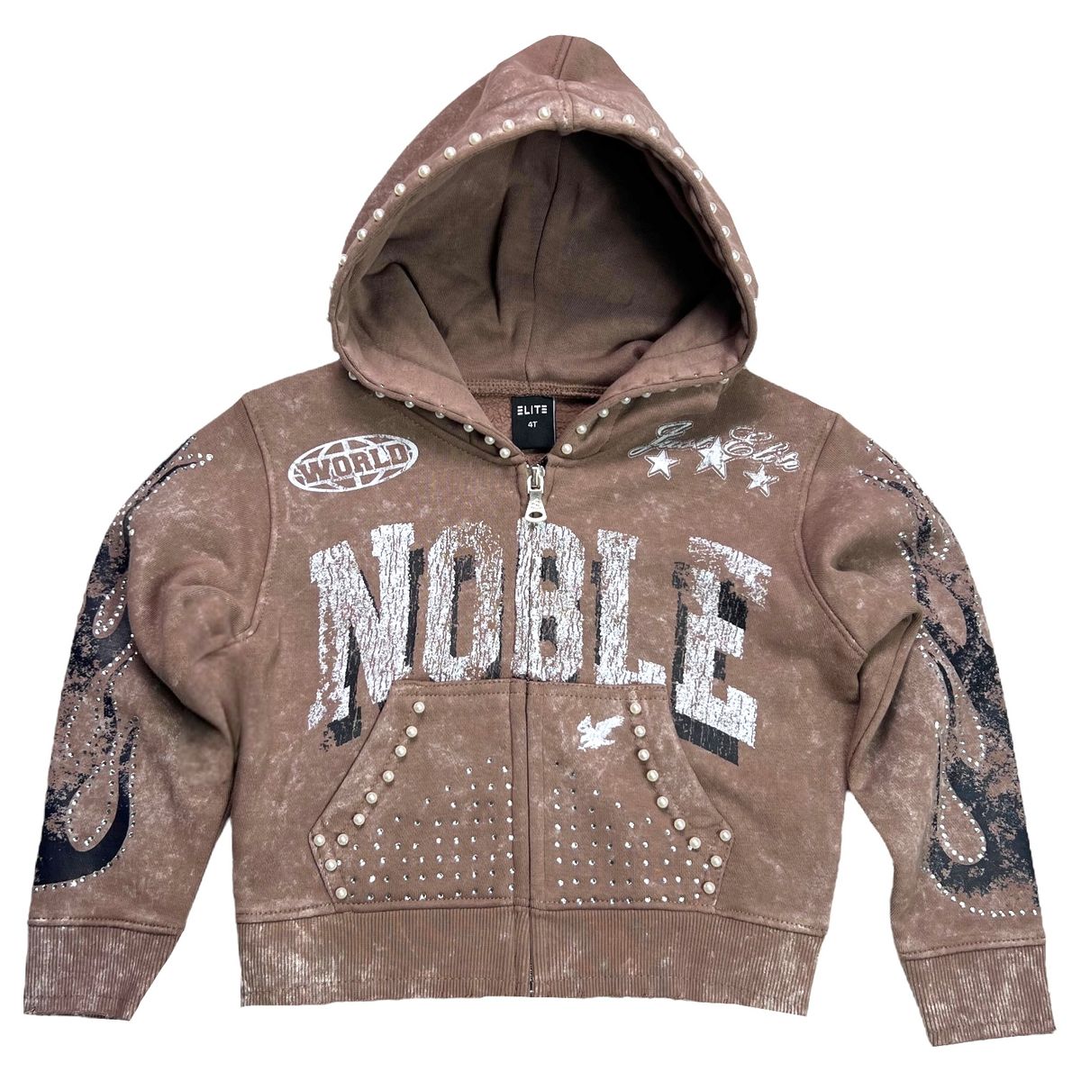Noble Rhinestone Hoody - Taupe