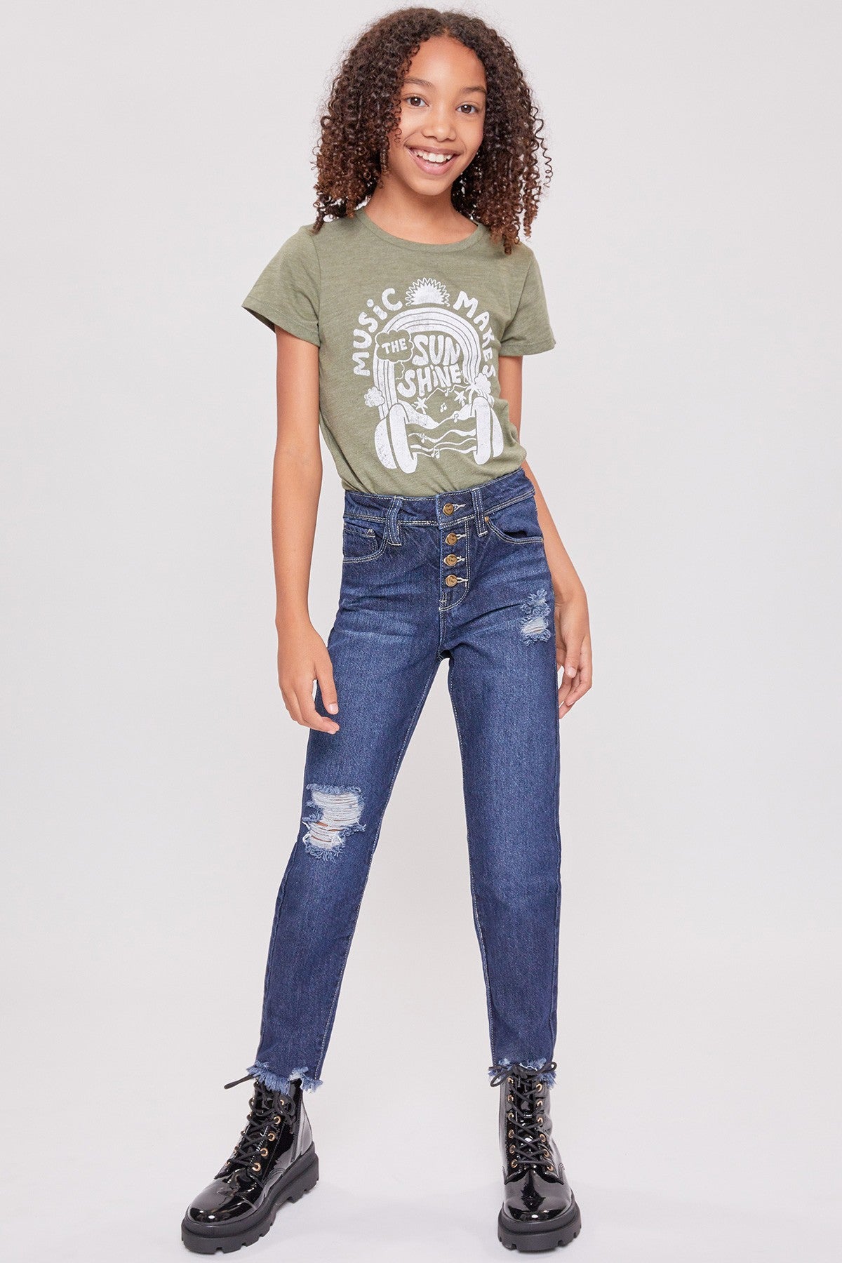 YMI Distressed Hem High Rise Jeans