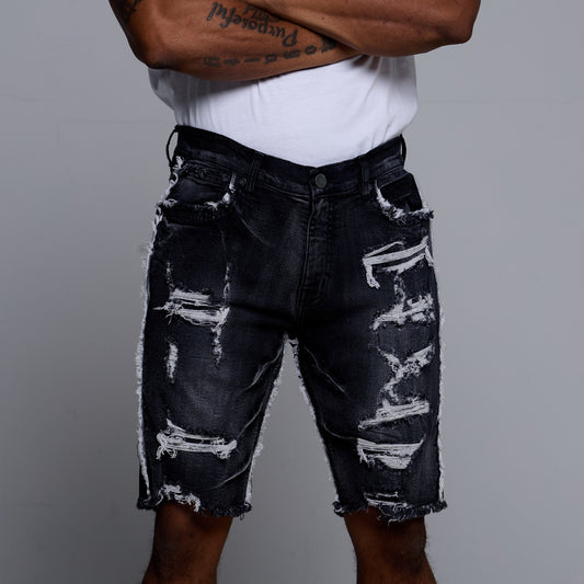 EV Washed Black Jean Shorts 22976