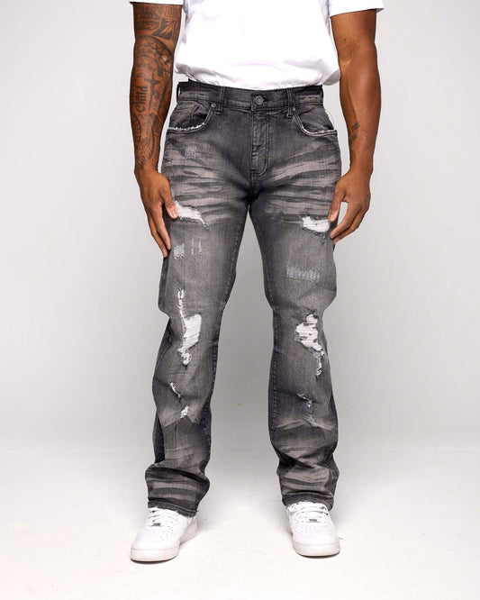 Washed Black Slim Straight Jeans EV330245