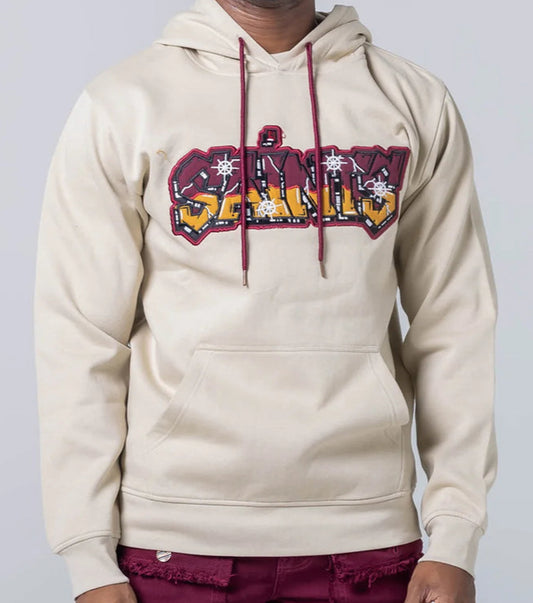Saints Hoody - Tan/Burgundy