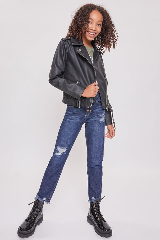 YMI Distressed Hem High Rise Jeans