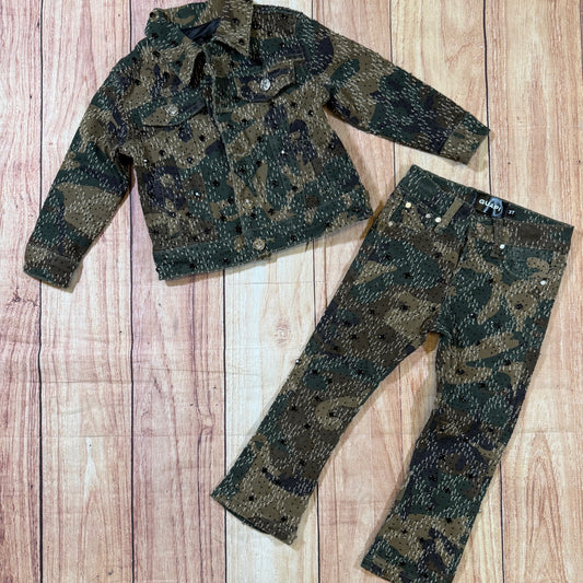 Camo Embellished Kids Set