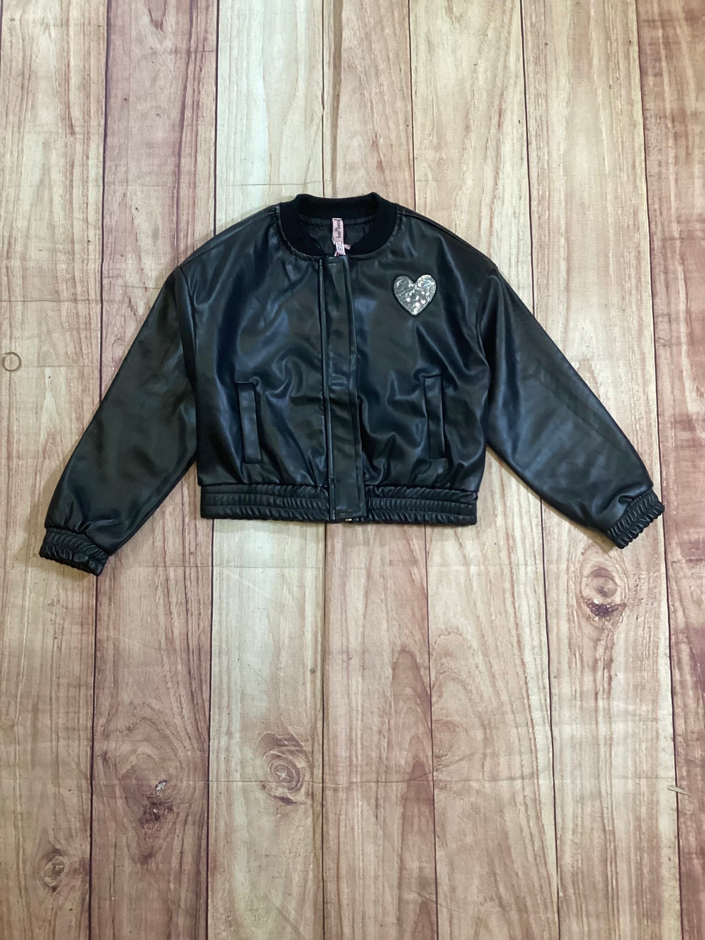 Girl's Pleather Jacket w/Heart  Sequin