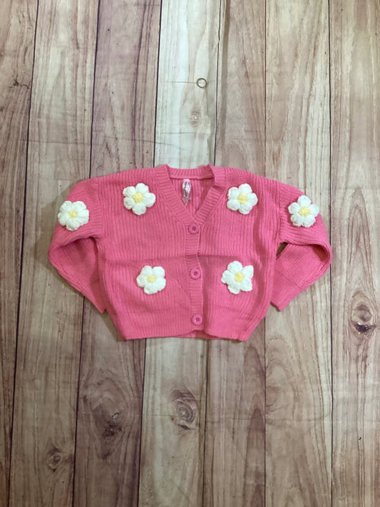 Cardigan Sweater w/Flower