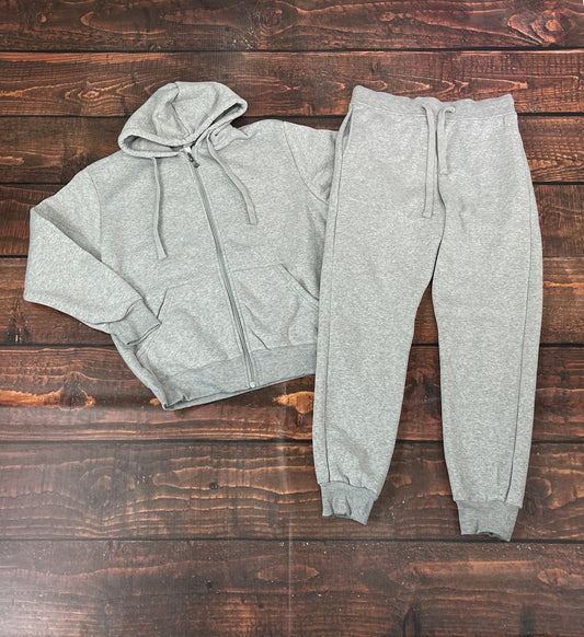 Solid Fleece Jogger Set