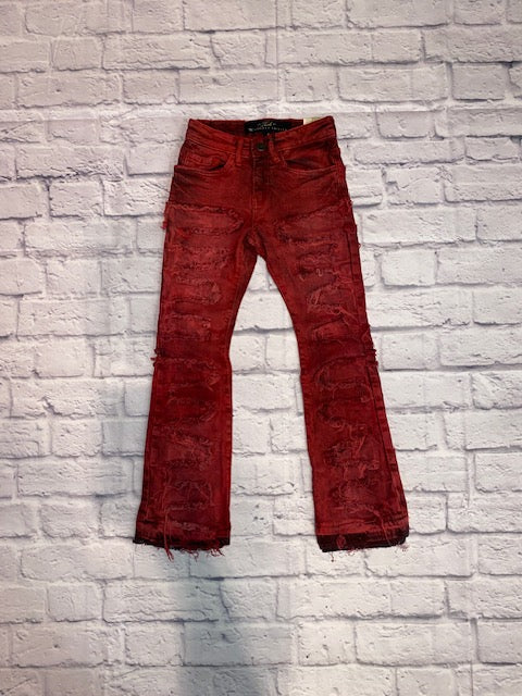 Red Stacked Jeans