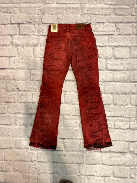 Red Stacked Jeans