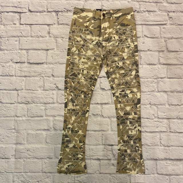 Bone Camo Stacked Jeans