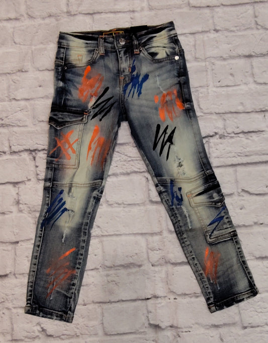 Orange/Blue Graffiti Jeans