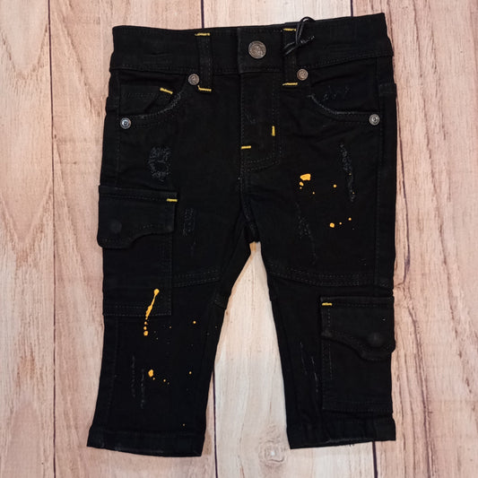 Elite Black /with Yellow Paint Jeans