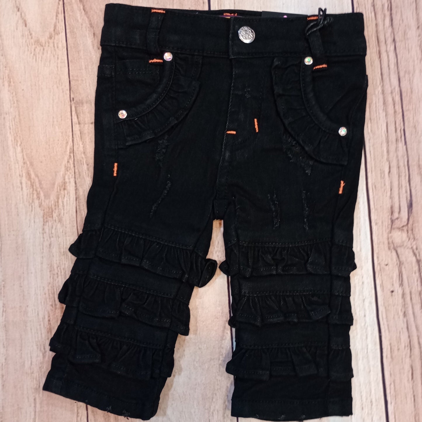 Black Ruffle Infant Jeans