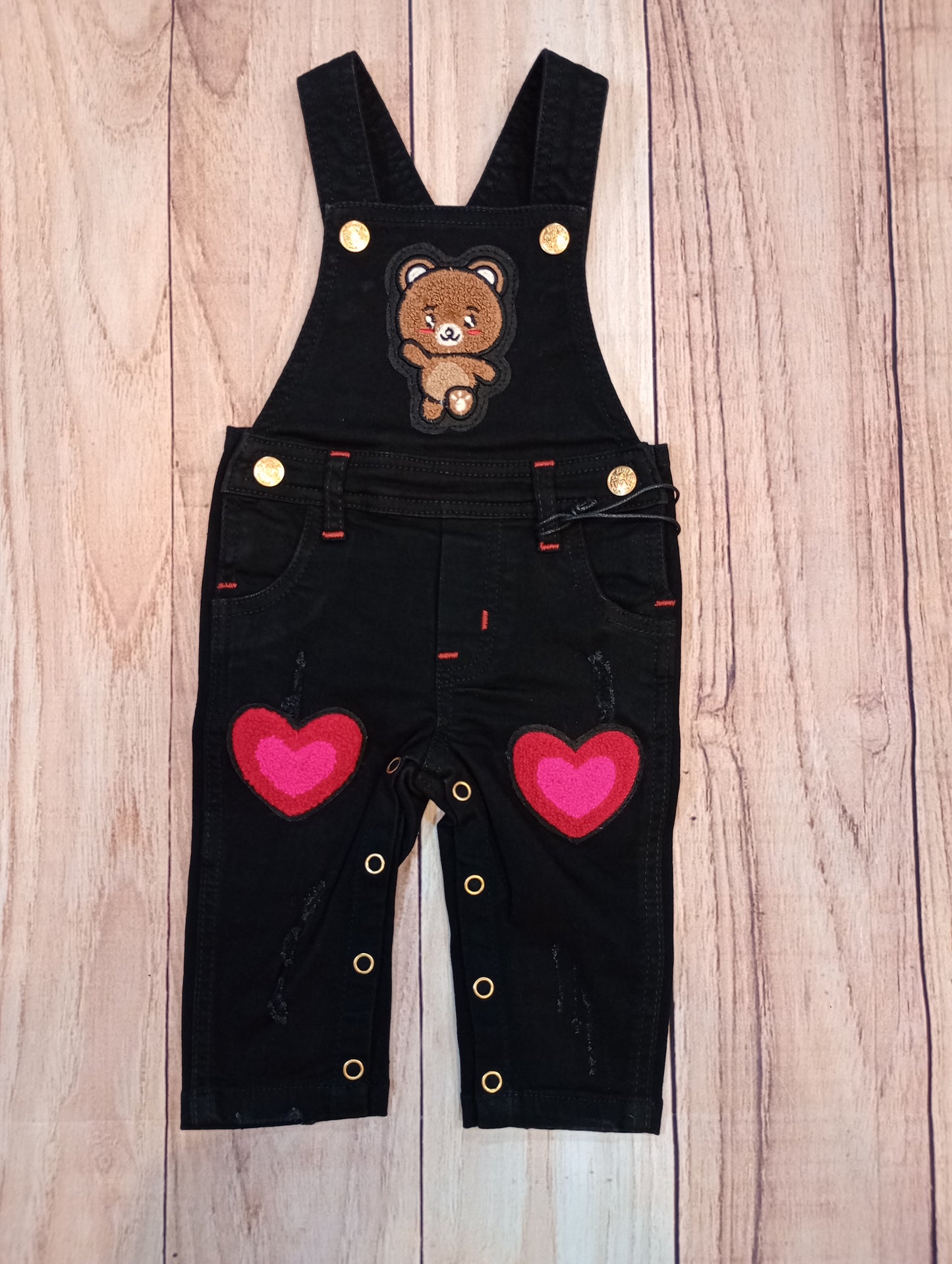 Heart Black Infant Bib Jeans