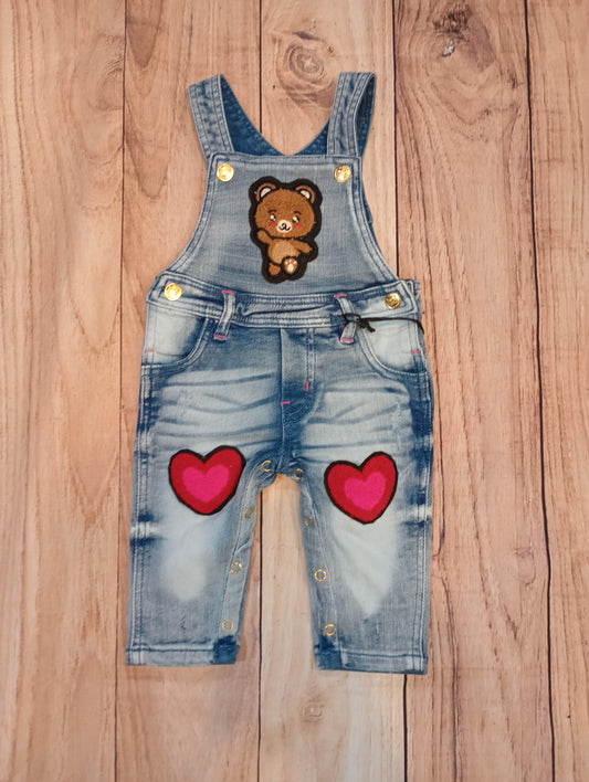 Heart Denim Infant Bib Jeans