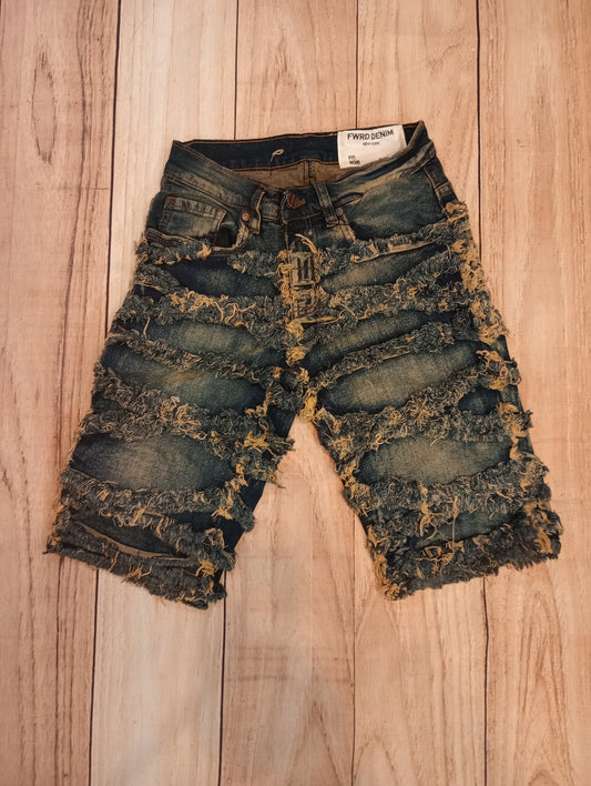 Rust Tint Frayed Shorts