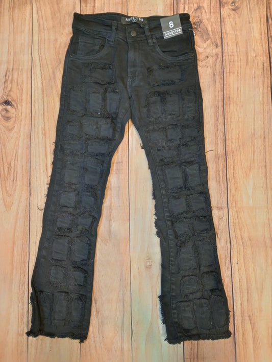 Black Square Stacked Jeans