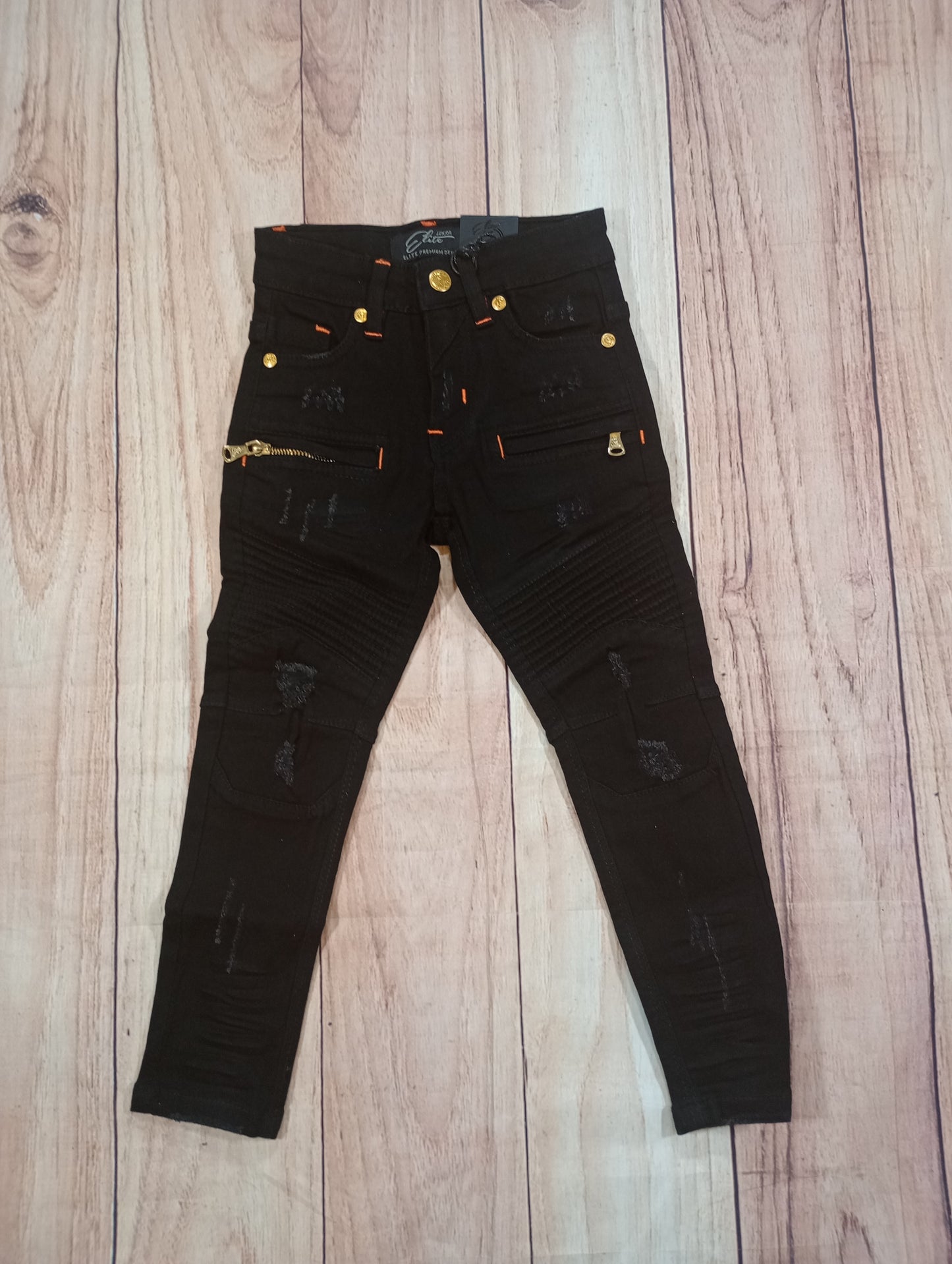 Elite Black Denim w/zipper Pocket