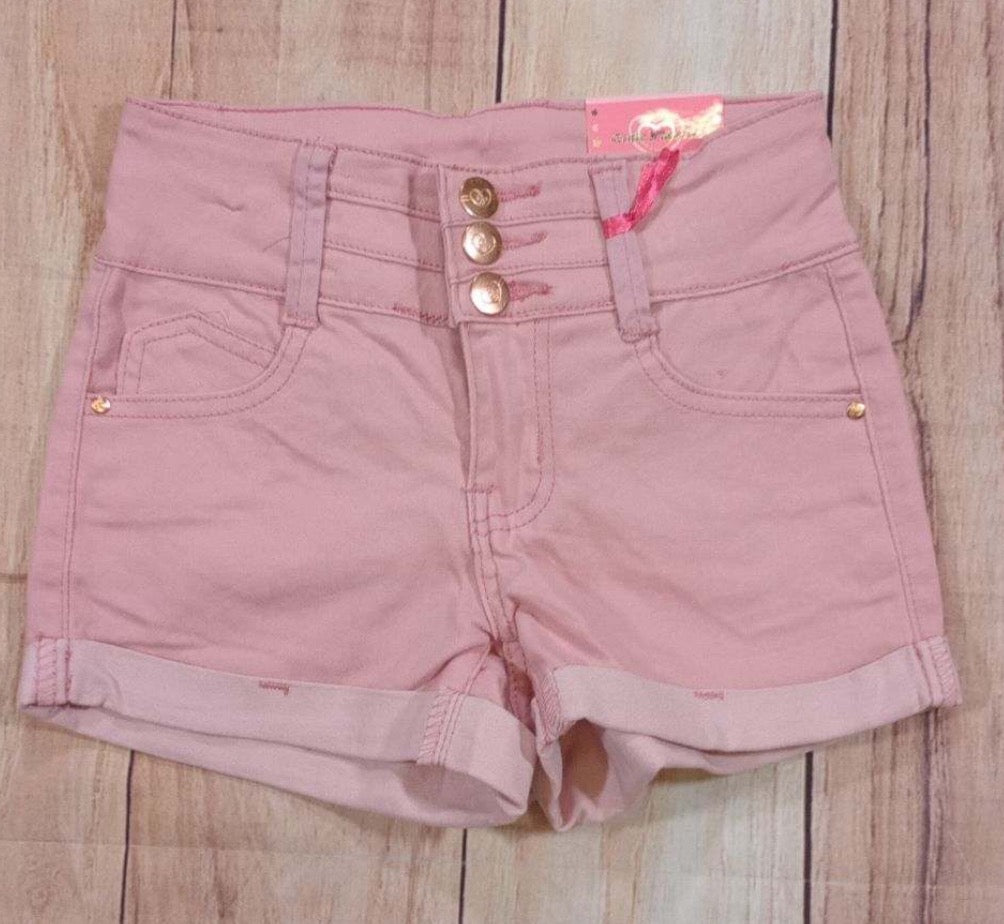 Pink Twill Shorts w/Buttons