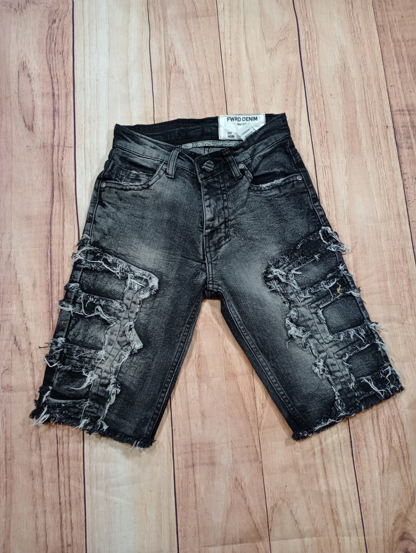 Kids Black Wash Shorts