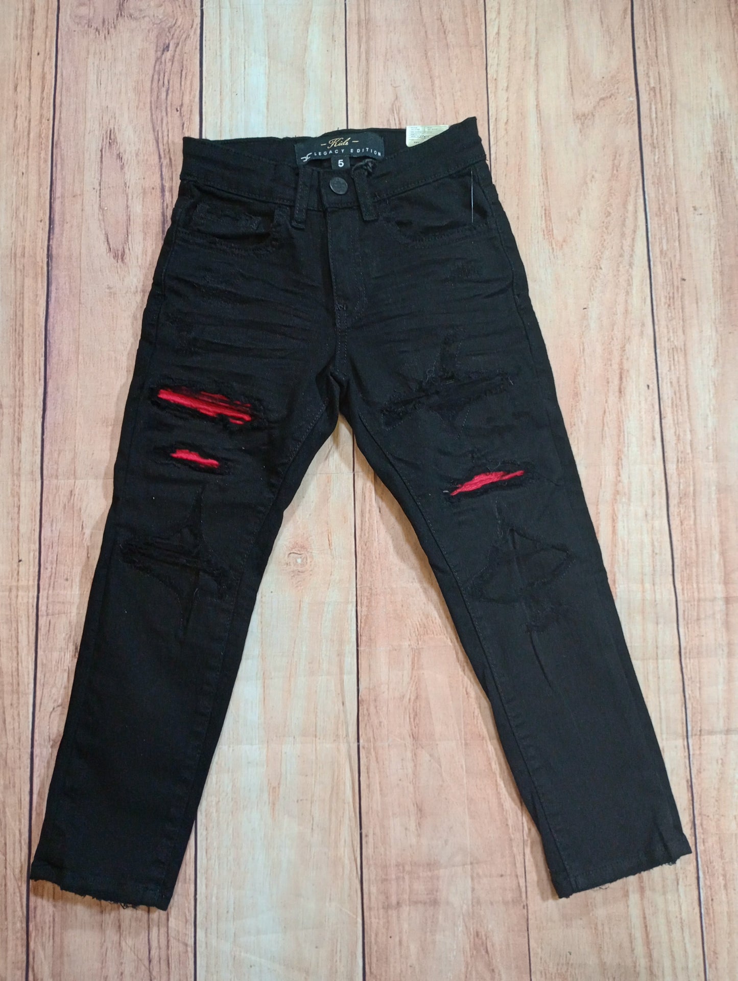 Jet Black JC W/Red Patch Pants