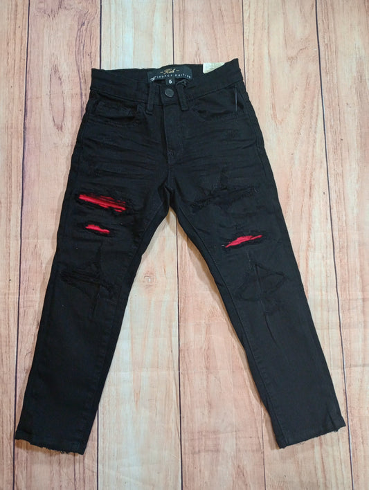 Jet Black JC W/Red Patch Pants