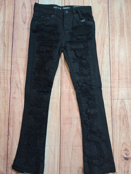 Jet Black Stacked Jeans