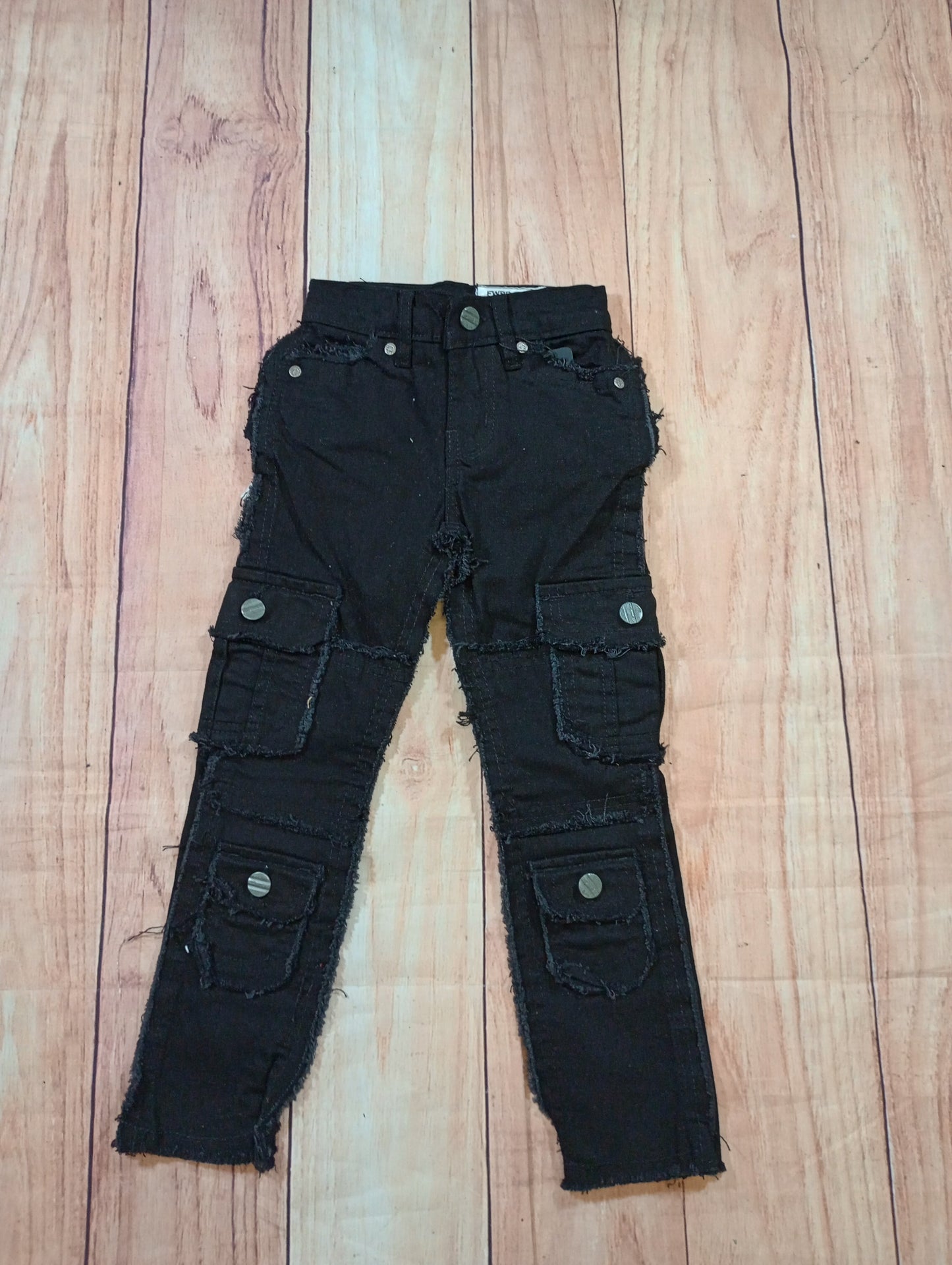 Black Cargo Stacked Jeans