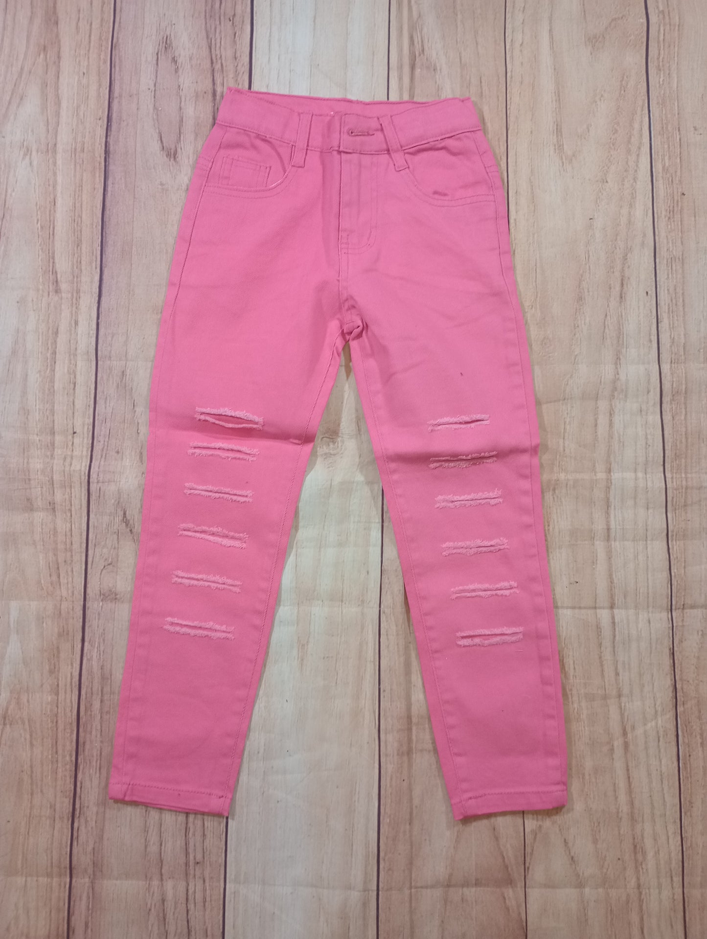 Pink Jeans W/ Cuts