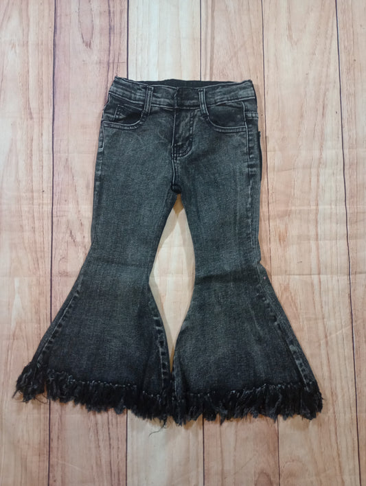 Black Stone Wash Flare Jeans