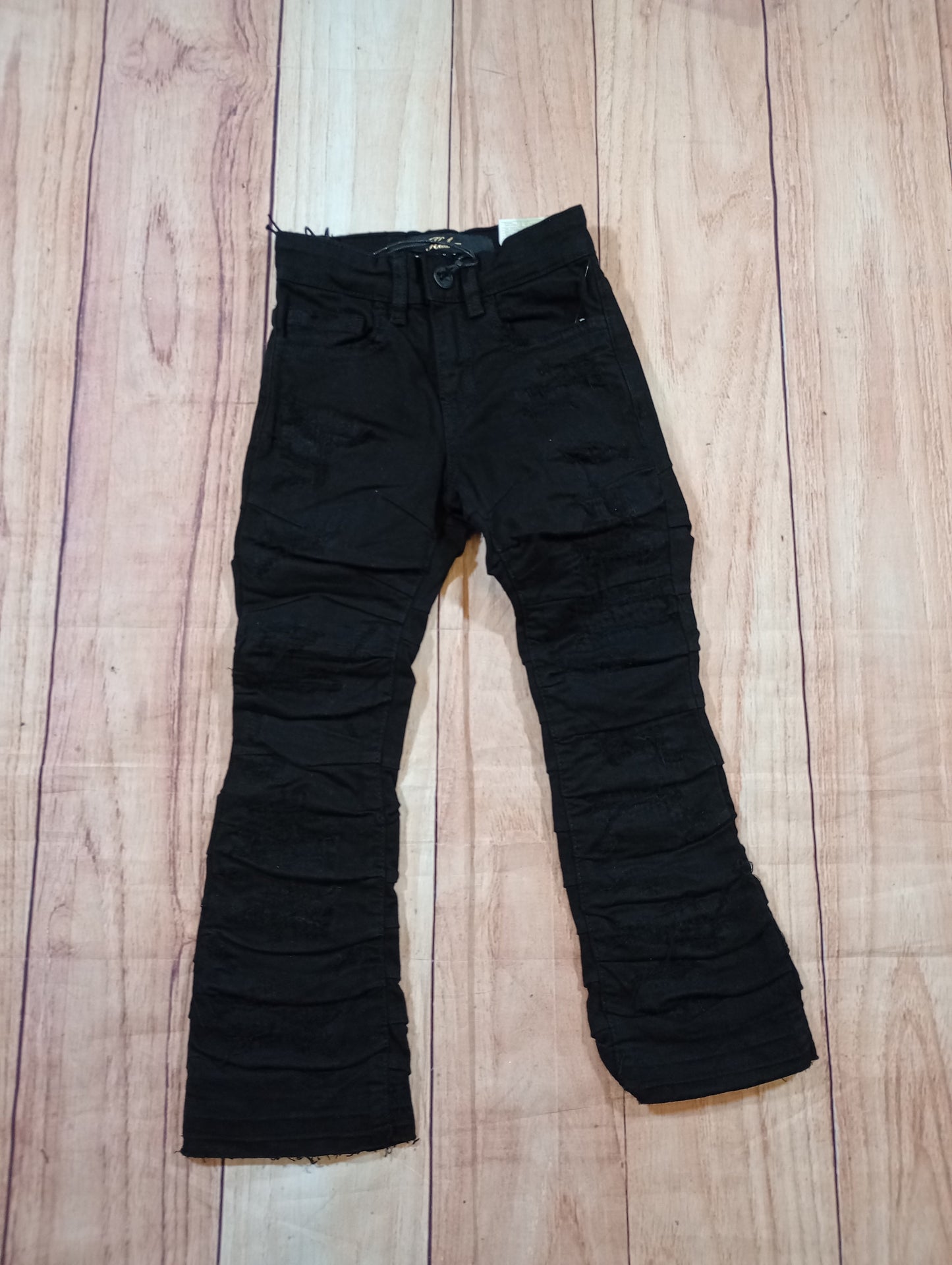 Jet Black Scrunchy Stacked Jeans